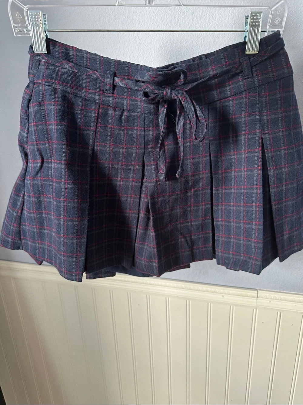 Hollister Navy Plaid Mini skort with Red Windowpane